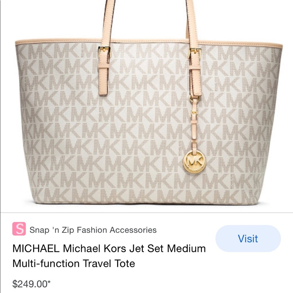 NWT -Michael Kors jet set travel tote purse - vanilla